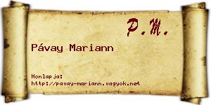 Pávay Mariann névjegykártya