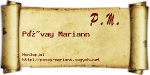 Pávay Mariann névjegykártya