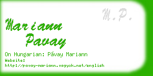 mariann pavay business card
